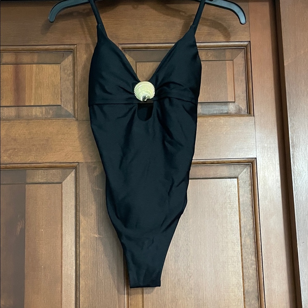 Embellished Black One Piece Swimsuit